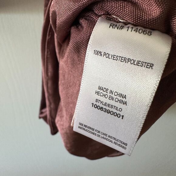 Louna Revolve Satin Mauve Brown Jersey Shirt Ruched Collared Mini Dress‎ Small - Picture 6 of 9
